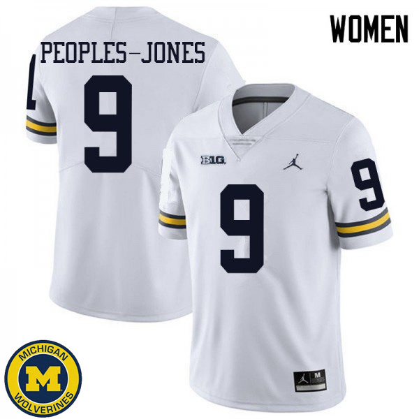 Women's Michigan Wolverines #9 Donovan Peoples-Jones White Jordan Brand University Jersey